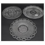 Three Pressed Glass Plates