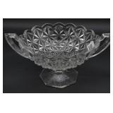 Clear Pressed Glass Bowl with Two Handles