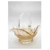 Clear Glass Basket With Gold Accents