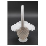Fenton Milk Glass Hobnail Basket