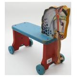 Vintage Gong Bell Wooden Horse