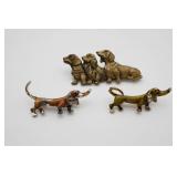 Three Dachshund Dog Brooches