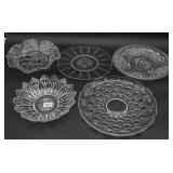 Five Pressed Glass Serving Dishes
