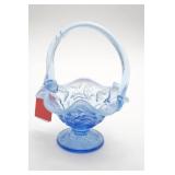 Fenton Blue Opalescent Strawberry Basket