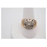 14K Gold Ring with Eagle Motif and Stone