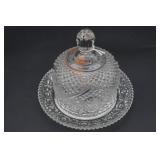 Pressed Glass Butter Dish with Lid