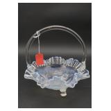 Glass Basket with Ruffled Edges and Handle