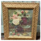 Framed Floral Print with Ornate Gold Frame