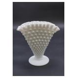 Fenton Hobnail Glass Fan Vase