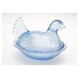 Blue Glass Hen On Nest