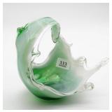 Green and White Art Glass Bowl