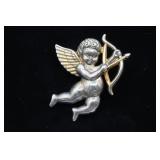 2' Sterling Silver Cherub Brooch/Pendant