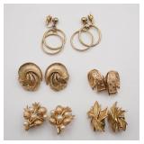 Trifari Gold Tone Earring Lot ~ 5 Pair Total