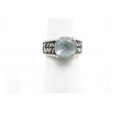 Sterling Silver Aquamarine Ring Size 8