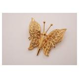 Monet Gold Tone Butterfly Pin 1.5 in.