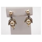 Bogoff Rhinestone and Imitation Pearl Earrings