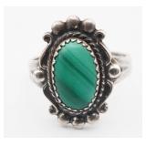 Native American Malachite Sterling Silver Ring