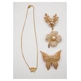 Trifari Gold Tone Costume Jewelry Lot 4pcs