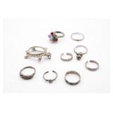 Sterling Silver Rings, Turtle Brooch As Is,