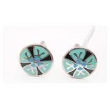 Kaleidoscope Patterned Sterling Silver Cuff Links