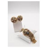 Schiaparelli AB Rhinestone and Gold Tone Bracelet