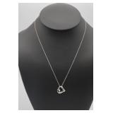 Streling Silver Heart Pendant Necklace with Cross