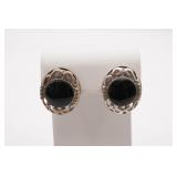 Sterling Silver and Black Earrings - no backs