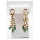 2' Sterling with Gold Overlay with Green Stone
