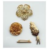 Gold Tone Pins & Brooches (4)