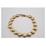 Trifari Gold Tone Puffy Heart Bracelet