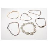 Rhinestone Bracelets - Silver Tone and Multi