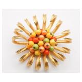 Gold Tone Brooch with Cha Cha Beads