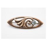 Symmetalic Sterling & 14kt Topaz Brooch Art Deco