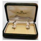 Mikimoto Pearl Earrings Sterling Silver w/
