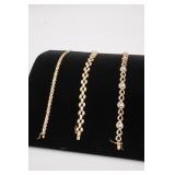 3~ Sterling Silver Tennis Bracelets w/Gold Overlay