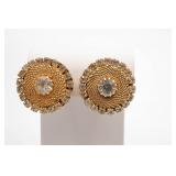 Hattie Carnegie Gold Tone Rhinestone Earrings