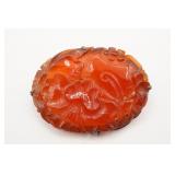 Gold Filled Carved Carnelian Style Brooch