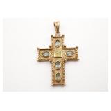 Sterling SIlver Gold Cross Pendant with Gemstones