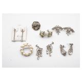 (4) Pair of Clear Rhinestone Earrings and (2)