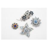 Vintage Brooch Lot Blue Stone As Is