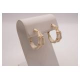 Crown Trifari Ivory Bamboo Hoop Earrings