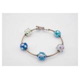 Sterling Silver Multi Color Glassbead Bracelet