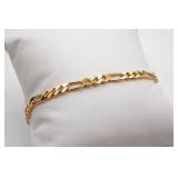 Sterling Silver Figaro Bracelet with Gold Overlay