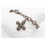 Sterling Silver Link Bracelet with Flower Charm