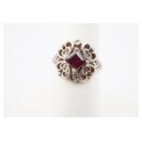 Vintage NV Rhodolite Garnet Sterling Silver Ring