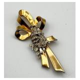 Manzer Vintage Rhinestone Bow Brooch