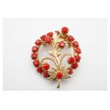 Red Floral Brooch