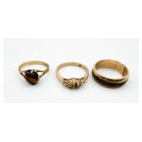 (3) GF Assorted Rings - Tiger Eye Sz 4.5 , One