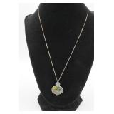 Sterling Silver Necklace w/Abalone & Blue Stone