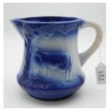 Vintage Blue & White Glazed Milk Pitcher